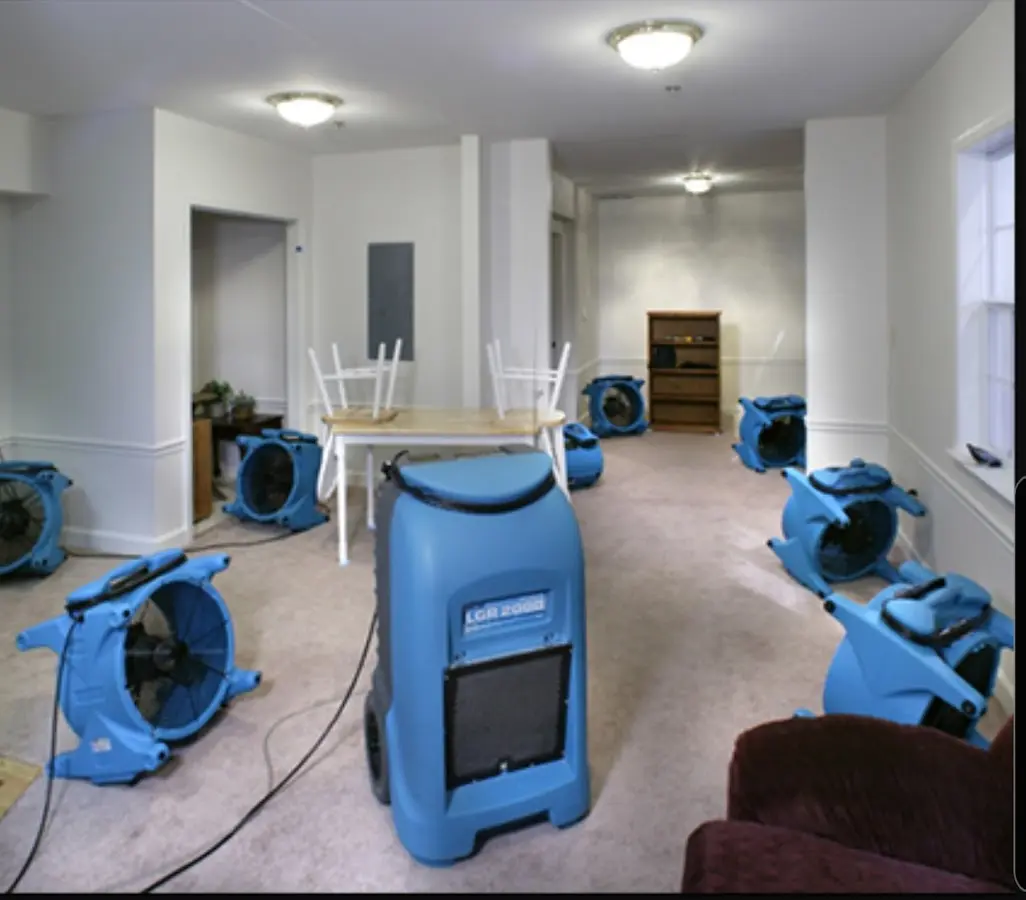 Air movers and dehumidifier setup for Water Extraction & Removal in Mount Hope